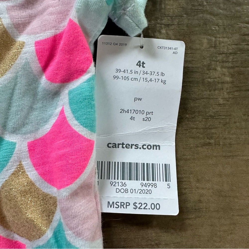 New Carter’s Mermaid Peplum short sleeve top with hot pink tutu design - Picture 4 of 4